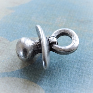10%OFF Antique silver plate Greek Mykonos Casting Metal Baby Pacifier, Larger than most, Charm Pendant DIY jewelry craft supplies - 1 pc