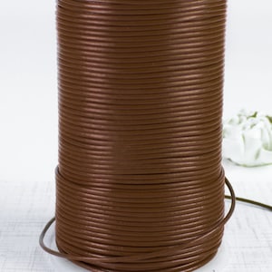 1.5mm Leather Cord, Warm Chocolate Brown, round Greek leather, (pick length)