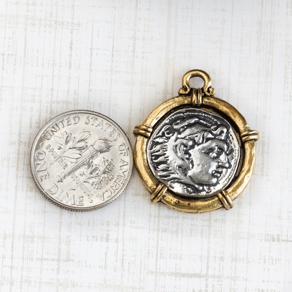 アレクサンダー大王ペンダント、ツートン、古代ギリシャの銀貨