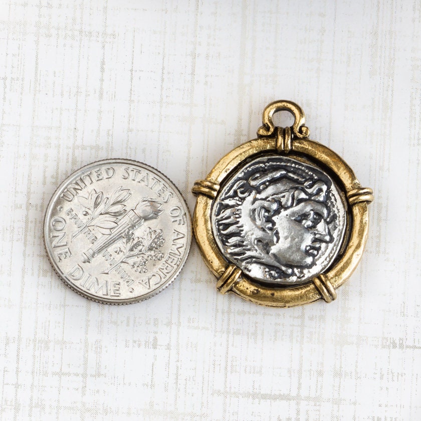 アレクサンダー大王ペンダント、ツートン、古代ギリシャの銀貨