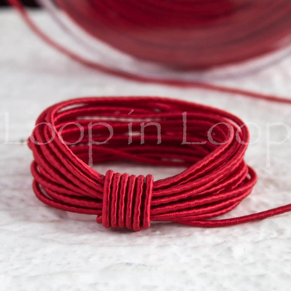 Red SILK Cord, Wrapped Silk Satin Cord Rope 1.5 Mm Thick, Organic