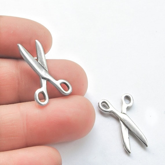 Silver Scissors Charm, Sewing charm, Hair Stylist Charm, Hair Dresser Charm, Needle crafts charm, jewelry making, European Zamak