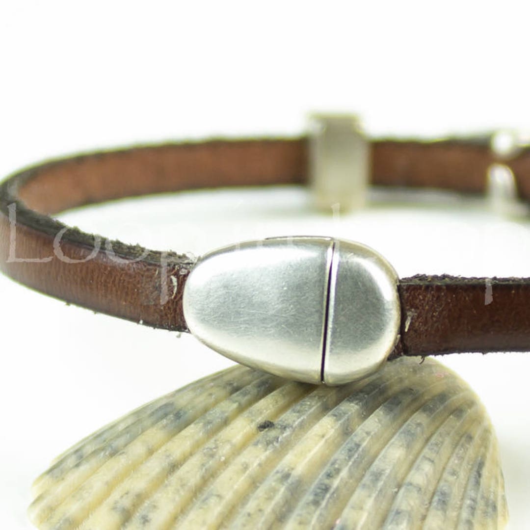 Custom Made Wide 5mm Leather Cord Bracelet Magnetic Buckle One