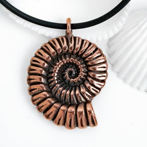 Large Fossil Shell pendant, spiral nautilus, bohemian Greek Pendants, Antique Copper, 38mm, nautical, beach, for jewelry making