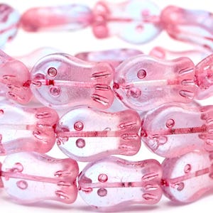 Pink Glass Fish beads, Czech glass beads, 19X12mm, translucent with metallic pink wash, beach jewelry making, double sided, 4/10/30 pcs