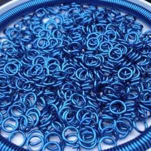 BLUE Jump rings, 8mm Anodized Aluminum Saw cut Jumprings, 16g 5/16" Inner Dia, Made in the USA, Top Quality chainmaille chainmail -50pcs