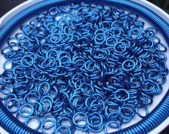 BLUE Jump rings, 8mm Anodized Aluminum Saw cut Jumprings, 16g 5/16" Inner Dia, Made in the USA, Top Quality chainmaille chainmail -50pcs