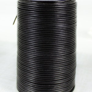 1.5mm Black Leather Cord, round semi shiny leather, Nautical Mykonos Craft Jewelry Supplies, (pick length)