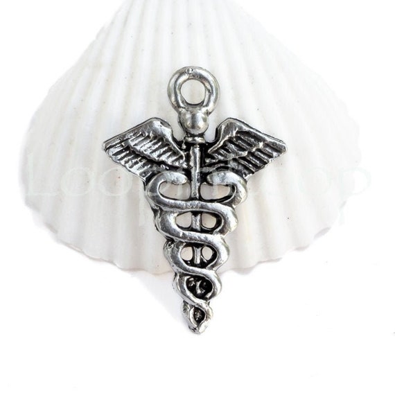 Medical Doctor Caduceus MD Charm Sterling Silver - Made in the USA Medical Doctor Caduceus MD Charm Sterling Silver - Made in the USA