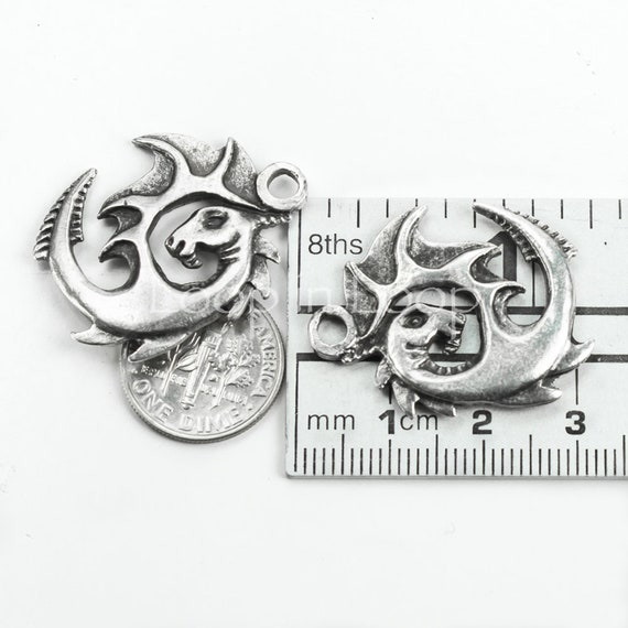2pcs Western Turquoise Antique Silver Charm Medallions, Boho