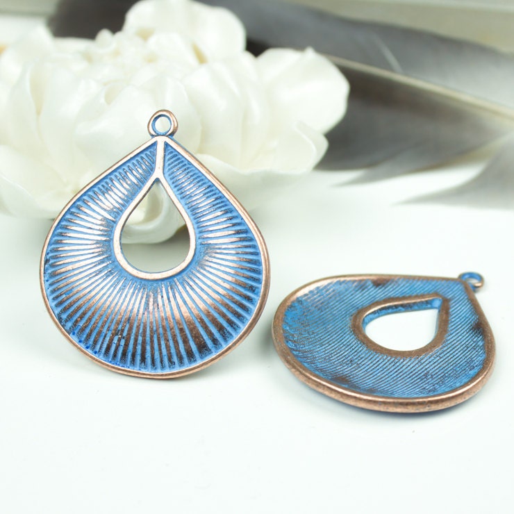 10%OFF, Large Drop Pendant, 24K Gold Plated, Textured