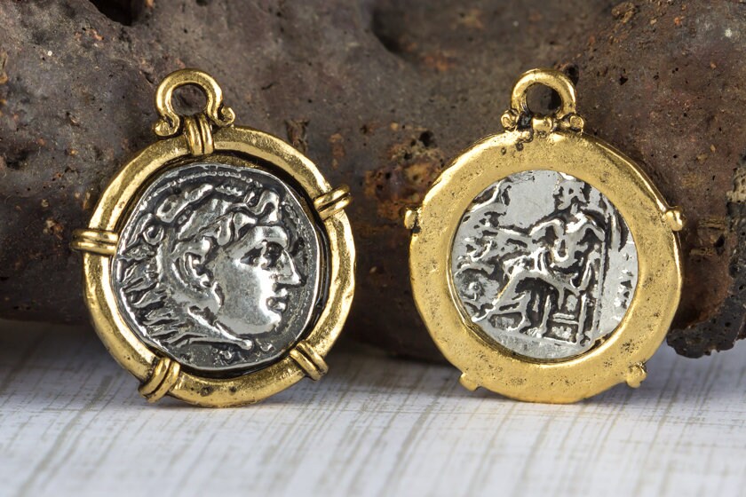 ローマ時代  アンティーク ペンダントトップ 古銭 アレキサンダー大王 ローマ時代 アンティーク ペンダントトップ 古銭 アレキサンダー大王