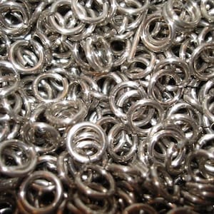 100 Silver Aluminum Jump Rings, 16g 1/4 ID (6.25mm), Top Shelf, Handmade, SawCut chainmail chain mail jumprings