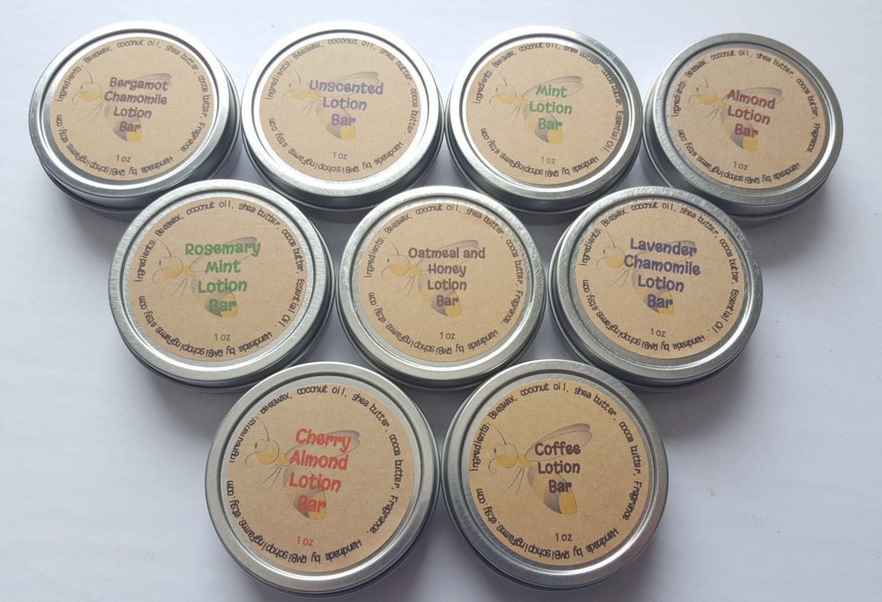 Scented Lotion Bar with Tin Solid Beeswax Lotion Bar Choose Etsy