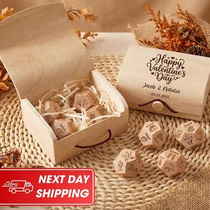 Personalized Date Night Dice Game Set – Romantic Couple Dice, Valentine’s Day Anniversary Gift for Him Her, Personalized Dice Set