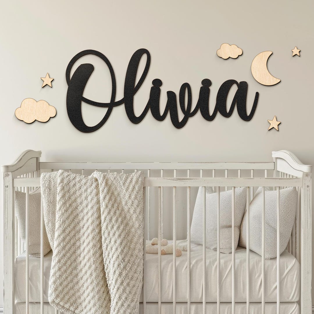 Personalized Wooden Name Sign for Nursery | Baby Name Sign Gift Set ...
