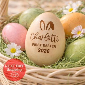 Personalized Musical Easter Egg Shaker 2026, Engraved Wooden Easter Eggs, First Easter Gifts for Baby, Easter Gift for Kids, Basket Stuffers