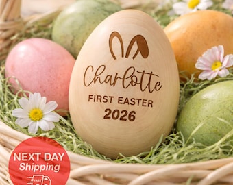 Personalized Musical Easter Egg Shaker 2026, Engraved Wooden Easter Eggs, First Easter Gifts for Baby, Easter Gift for Kids, Basket Stuffers