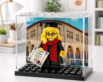 Personalized Minifigure Set with Custom Display Case, Custom Graduation Mini Figure, 2026 Graduation Gift, Funny Grad Gift for Him/Her