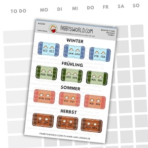 Monthly Tabs | Planer Labels für Hobonichi, Journals und Notebooks | Jahreszeiten
