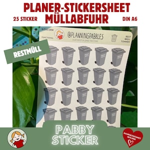 Stickers for planners & calendars | Journal stickers | Everyday stickers | Functional planner stickers garbage collection residual waste garbage cans waste