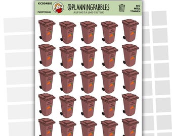 Stickers for planners & calendars | Journal stickers | Everyday stickers | Functional planner stickers | Waste collection | Organic waste | Garbage cans | Waste collection