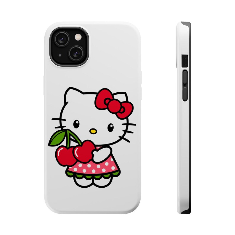 Sött Hello Kitty magnetiskt telefonskal, rolig körsbärsdesign, kawaii presenter, barnaccessoarer, söta telefonskal, födelsedagspresenter bild 5