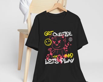 Bear Street Wear Get Styled uniseks jersey T-shirt, grafisch shirt schattige beer voor vrijetijdskleding, alledaagse mode, streetwear