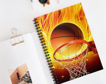 Spiraal notitieboek met basketbalthema - perfect voor sportfans, studenten, coaches en cadeaus voor vakanties, school, journaling, sketchnotes