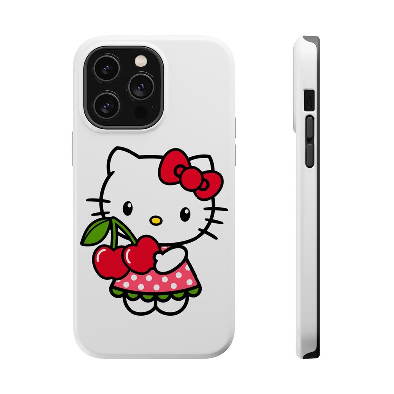 Sött Hello Kitty magnetiskt telefonskal, rolig körsbärsdesign, kawaii presenter, barnaccessoarer, söta telefonskal, födelsedagspresenter bild 7