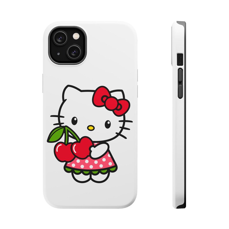 Sött Hello Kitty magnetiskt telefonskal, rolig körsbärsdesign, kawaii presenter, barnaccessoarer, söta telefonskal, födelsedagspresenter bild 6