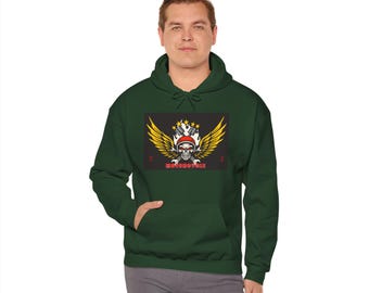 Skull Motorcycle Hoodie, Unisex Heavy Blend Sweatshirt, Gift for Bikers, Halloween Apparel, Cozy Streetwear, Fall Fashion