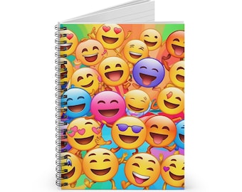 Emoji-spiraalnotitieboekje: helder en leuk emoji-ontwerp voor kinderen, dagboeken, school, cadeaus, feestartikelen en meer!