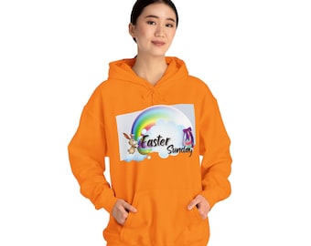 Easter Sunday Hoodie, Cozy Spring Sweatshirt for Easter Celebrations, Unisex Graphic Hoodie, Cute Rabbit Design, Spring Gift