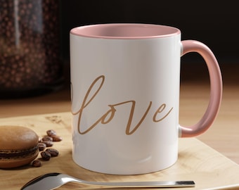Love Accent Coffee Mug - Perfect Gift for Valentine's Day, Anniversary, Couples, Romance, Cozy Mornings