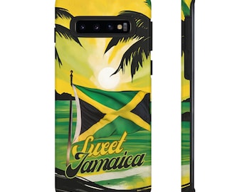 Jamaicanskt telefonskal med vibbar - Tåliga skal, tropisk sommargåva, ö-anda, telefontillbehör för reseälskare, stranddekor