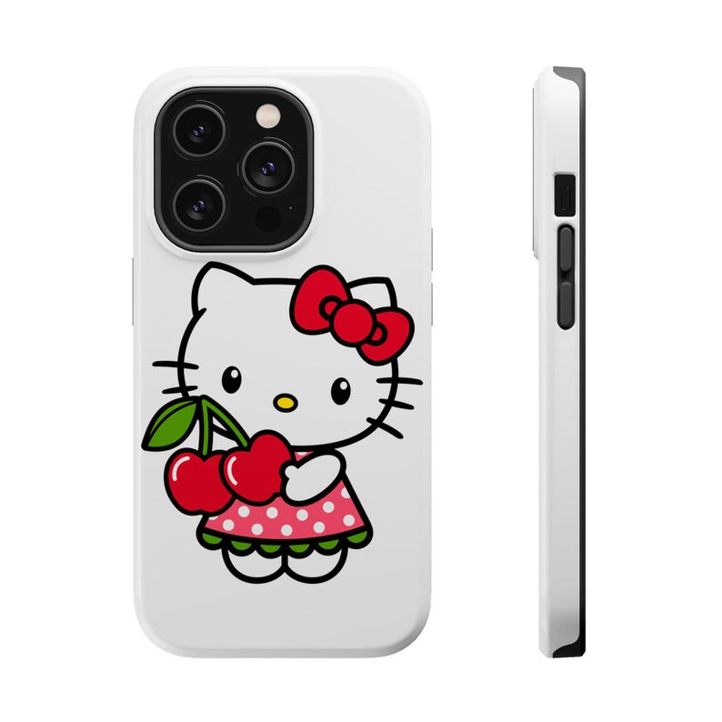 Sött Hello Kitty magnetiskt telefonskal, rolig körsbärsdesign, kawaii presenter, barnaccessoarer, söta telefonskal, födelsedagspresenter bild 3