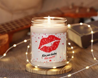 Vela de soja romántica Kiss Me / Perfecta para una cita nocturna, regalo de aniversario, cuidado personal, día de San Valentín, decoración del hogar