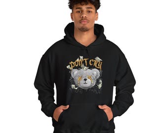 Bear Street Wear-hoodie, don't cry-sweater, unisex warme trui, cadeau voor vrienden, casual outfit, winterlaag
