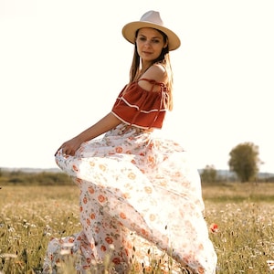 Bohemian Two piece set for Photoshoot, Maternity gown for photography, Pregnancy dress for baby shower| Eden Art Dresses