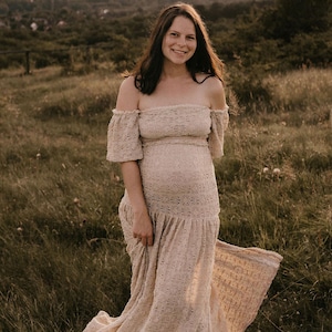 Conjunto de 2 piezas de encaje bohemio para sesión de fotos, vestido de maternidad bohemio para mamá para baby shower