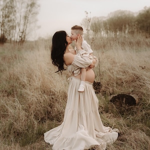 Boho Two piece set for Photoshoot, Maternity gown for photography, Pregnancy dress for baby shower, Summer 2 piece set for wedding