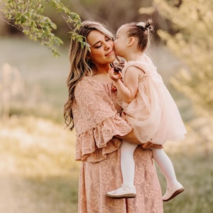 Boho lace 2 piece set, Boho floral maternity gown for mom For baby Shower
