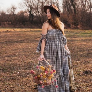 Boho Maternity gown for photoshoot, Pregnancy dress for baby shower, Bohemian cotton dress for the session
