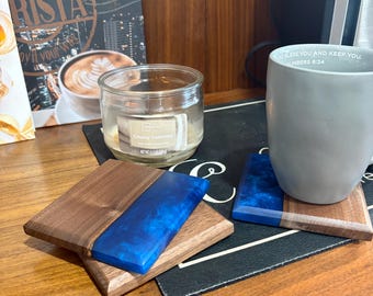 Posavasos epoxi de nogal. Juego de 4.