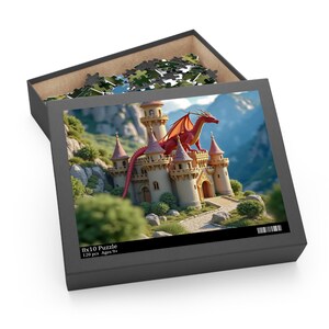 Fantasie Drakenkasteelpuzzel (Rode Draak)