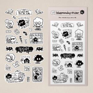 Folha de adesivos l Adesivos para planejador l Adesivos para diário l Coreano l KPop Polco Deco l Pacote de adesivos Kawaii
