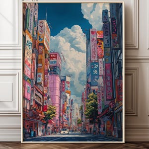 Tokyo poster, Japanese wall art, Asian printable art, Japan travel print, Tokyo travel print, anime style wall art, vivid colors print