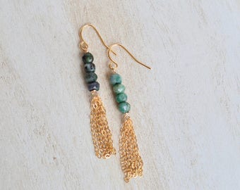 Emerald Tassel Earrings