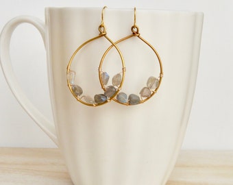 Labradorite Hoop Earrings